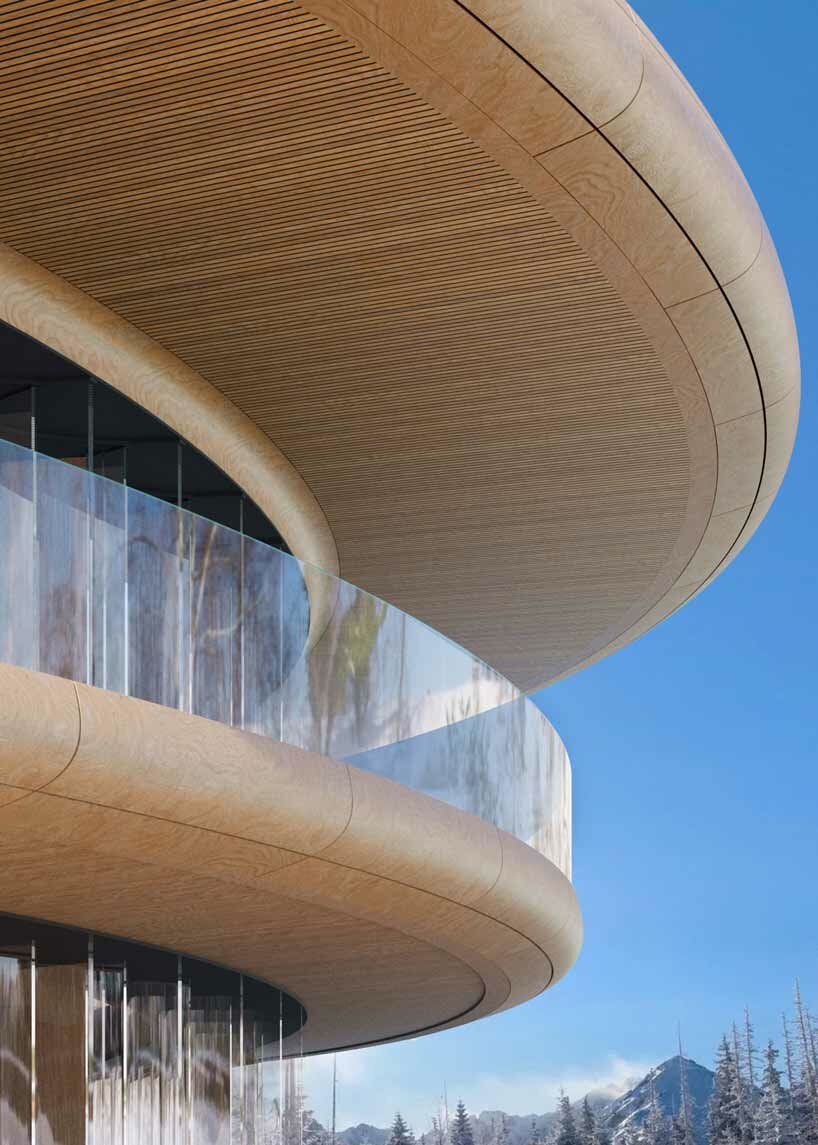 resembling a grand vessel, MAKHNO studio's hotel sails through the carpathian mountains