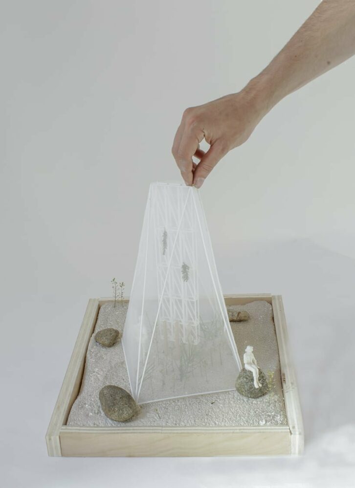 alsar atelier's community-built fog catcher promotes eco-friendly urban agriculture in colombia