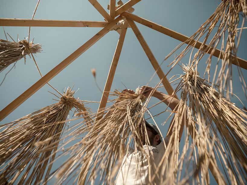 students from around the world build temporary pavilions for hello wood's art camp