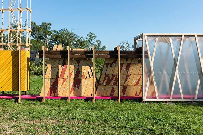 students from around the world build temporary pavilions for hello wood's art camp