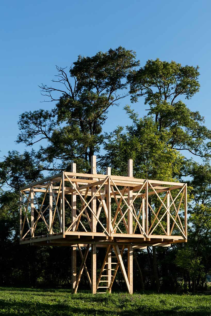 students from around the world build temporary pavilions for hello wood's art camp
