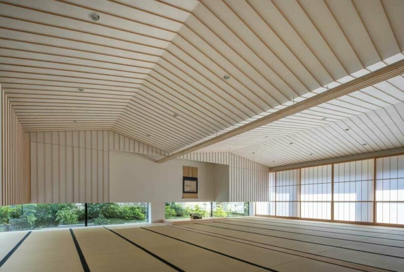 kengo kuma’s sculptural wooden structure adds a modern twist to kanjoin temple in japan