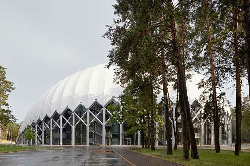 mežaparks open-air stage in latvia is a silver grove among a natural forest