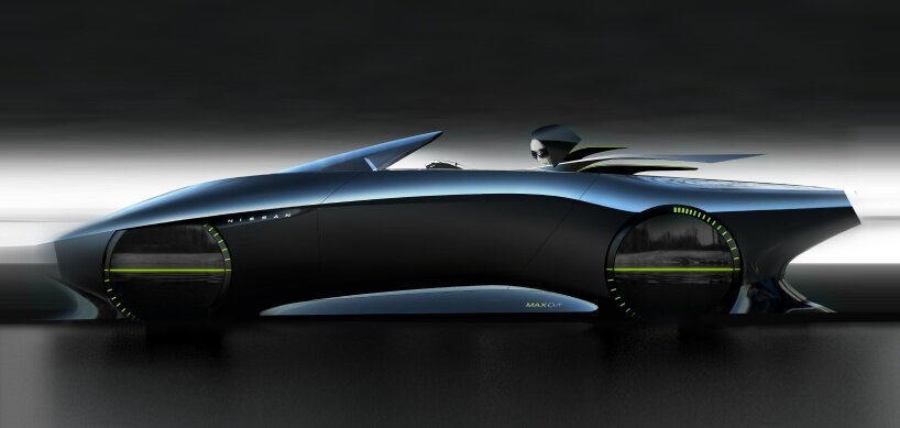 all-electric nissan max-out convertible glows in the dark with fluorescent laser light