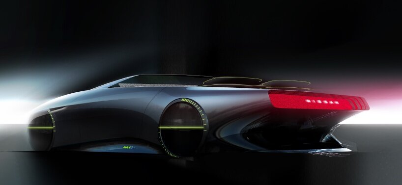 all-electric nissan max-out convertible glows in the dark with fluorescent laser light