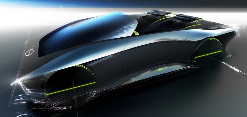 all-electric nissan max-out convertible glows in the dark with fluorescent laser light