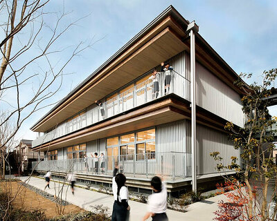 exposed flat timber slabs extend contemporary educational facility by NIKKEN SEKKEI