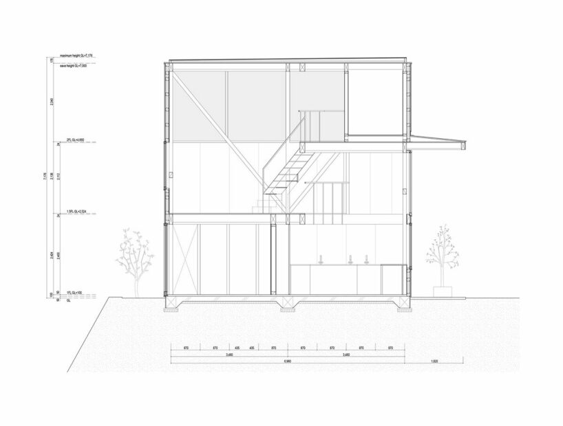 yabashi architects stacks minimalist house and café in japan