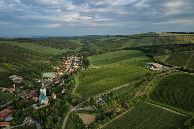 gurdau winery emerges as a ripple in the undulating landscape of kurdějov in czech republic