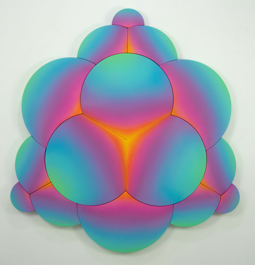 2021 151 x 142 cm Innocent Kaleidoscope 921, 2, acrylic on 15 canvases, photo by Jan Kaláb Studio