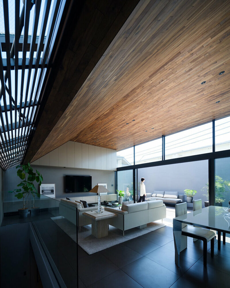 high-ceiling living room invites openness 