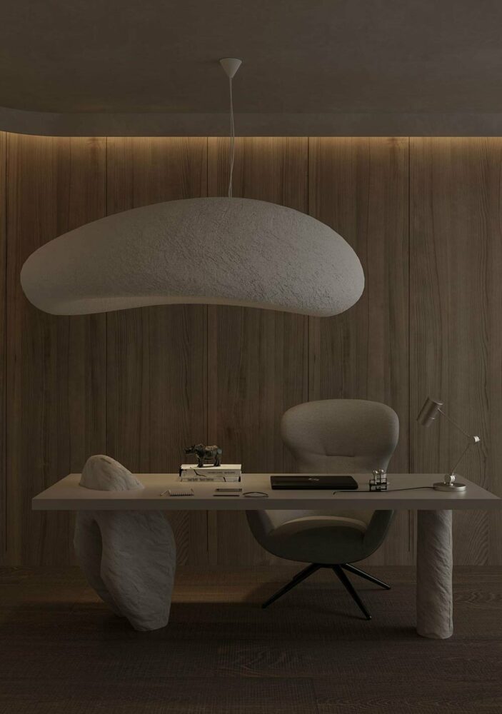 the lamp enriches the space with warmth and mystery 