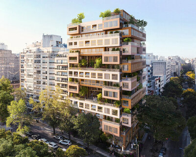 'ziel' by MVRDV rises as a matrix of stone-clad villas in montevideo, uruguay