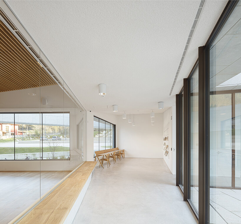 a folded stone roof crowns this visitor center in the spanish hillside
