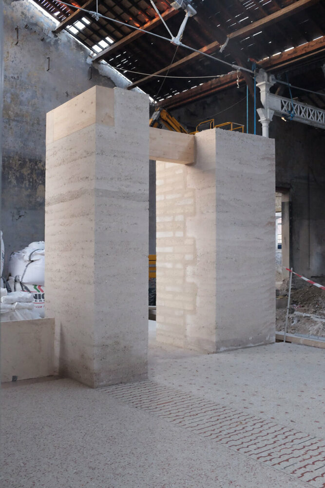 rammed earth wall prototype | image © Baptiste Chatenet