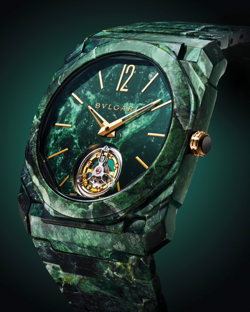 bulgari octo finissimo tourbillon timepiece green marble watch