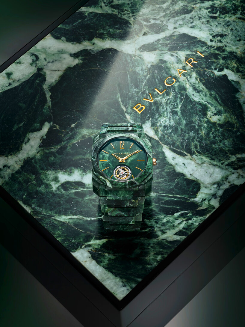 bulgari octo finissimo tourbillon timepiece green marble watch