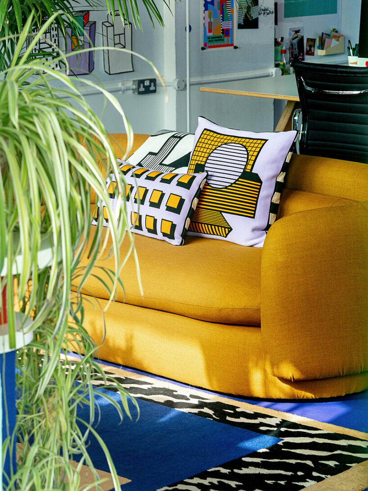 peek inside camille walala’s london studio infused with her bold, tribal pop aesthetic