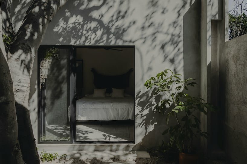 the layout forms a linear path that concludes with the bedroom