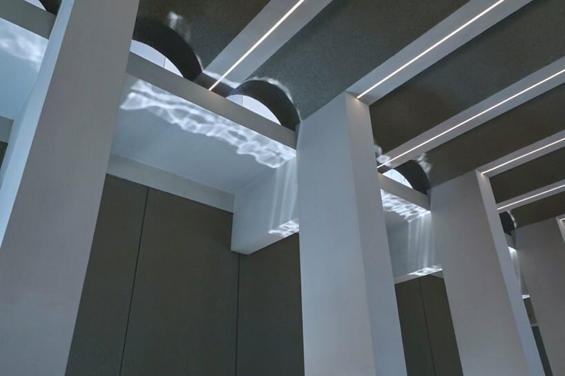 curved vaulting with LED light detail