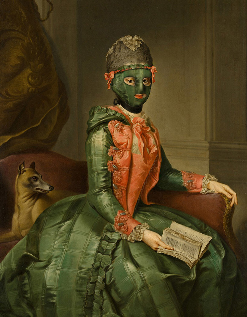 volker hermes' hidden portraits explore historical fashion through modified antique paintings