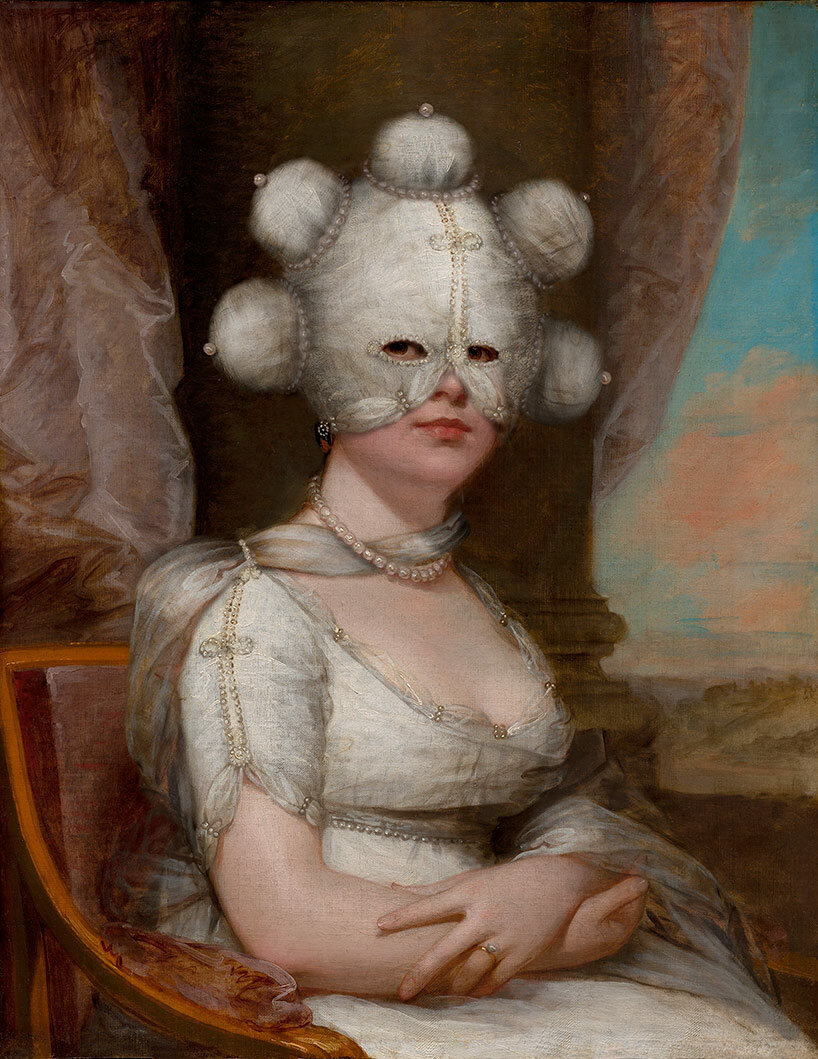 volker hermes' hidden portraits explore historical fashion through modified antique paintings