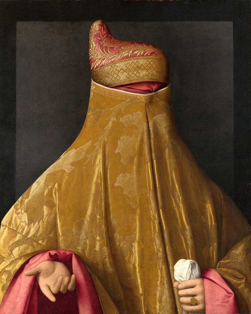 volker hermes' hidden portraits explore historical fashion through modified antique paintings