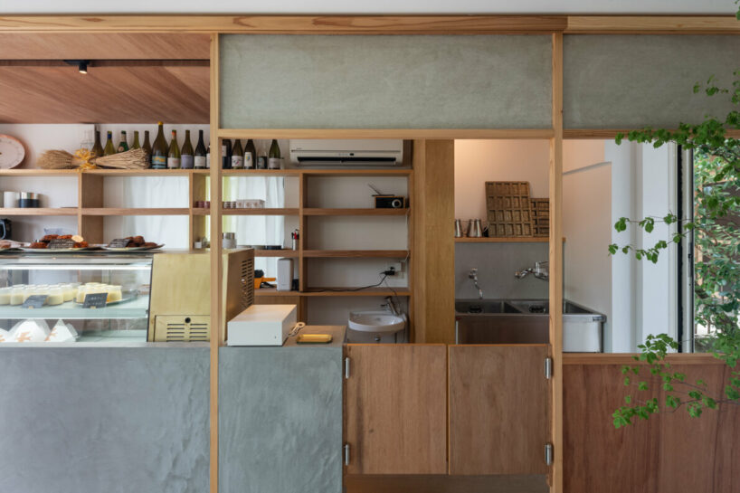 concrete is combined with wooden accents 