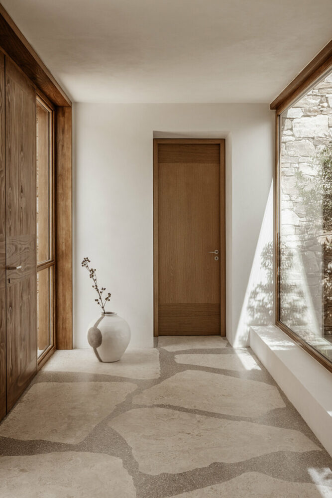 minimalist shapes, natural materials, and neutral colors