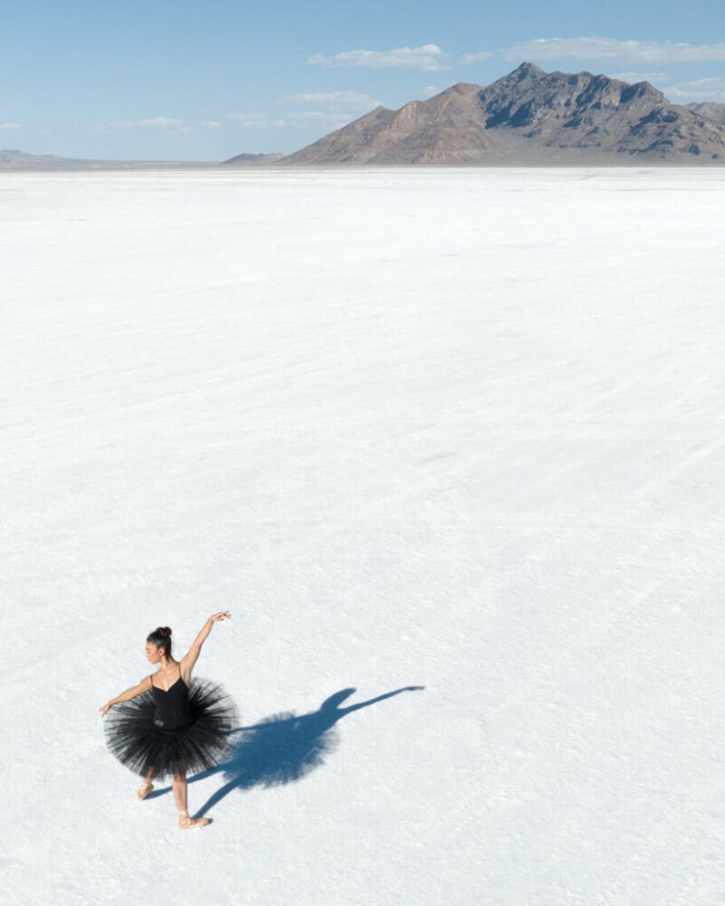 brad walls captures aerial ballet against utah’s expansive salt flats