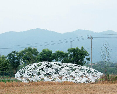 dream installation by penda assembles lace-like patterns out of welded metal