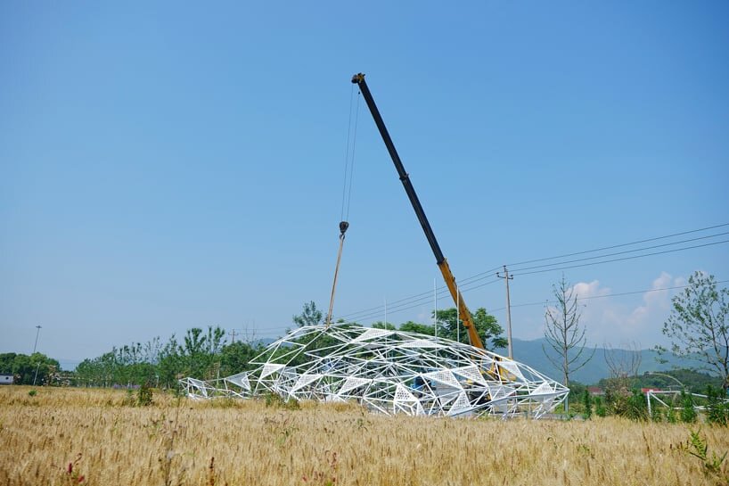 the installation is placed amidst the wheat fields