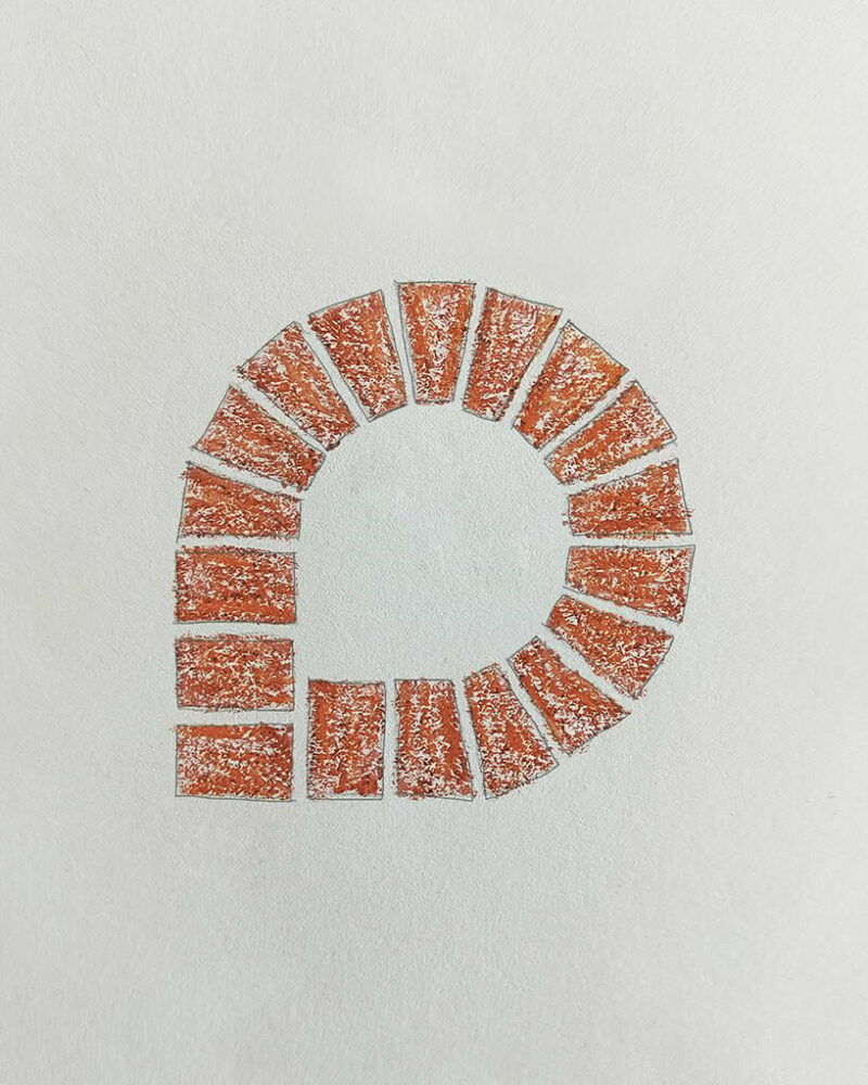 sketch drawing of the bench - section