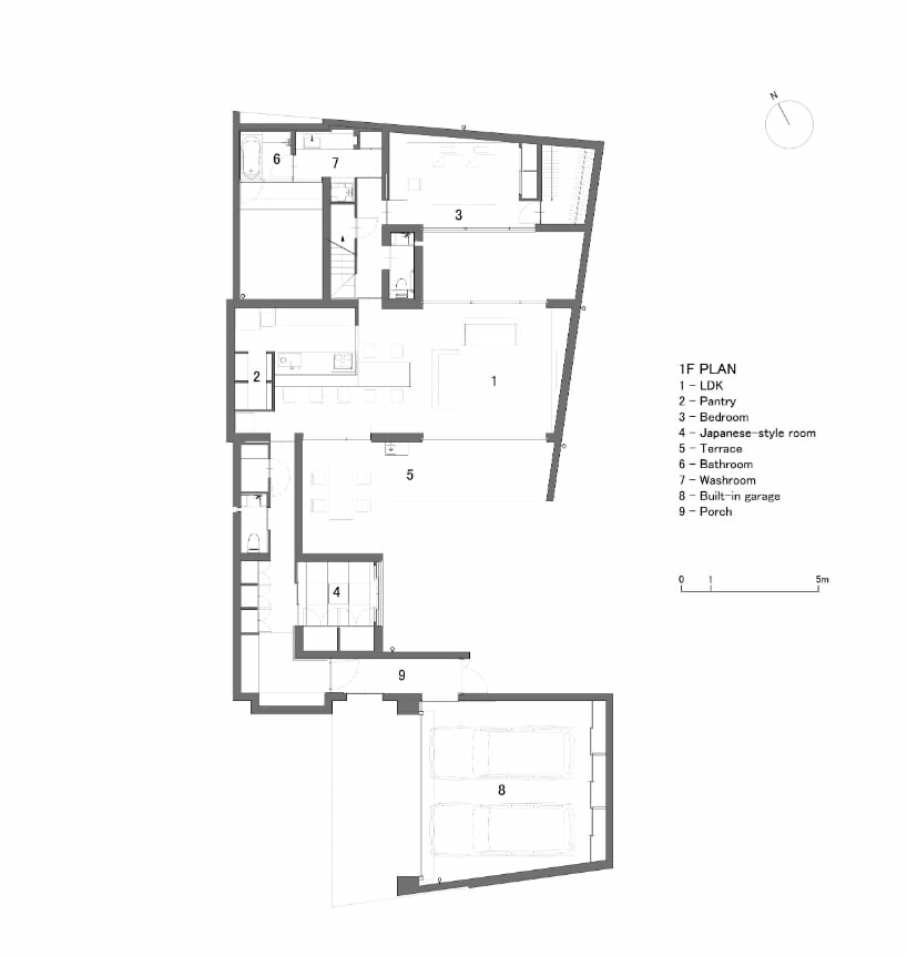 open courtyards embed natural greenery within the living spaces of residence in japan