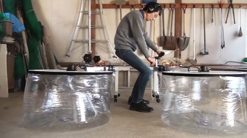 diy hovercraft leaf blower plastic bags hideyasu ito