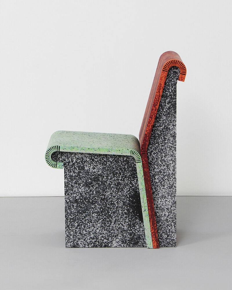 kuo duo applies kerf bending to mold recycled plastic boards into vibrant furniture