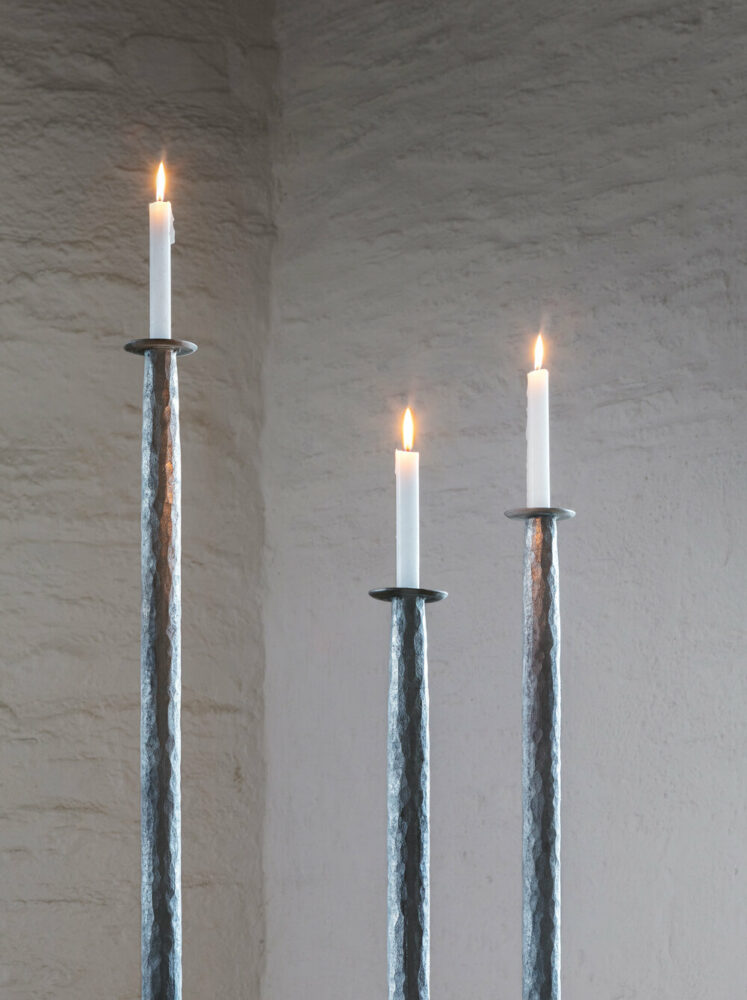 the materials blend roughness with softness, strength with delicacy