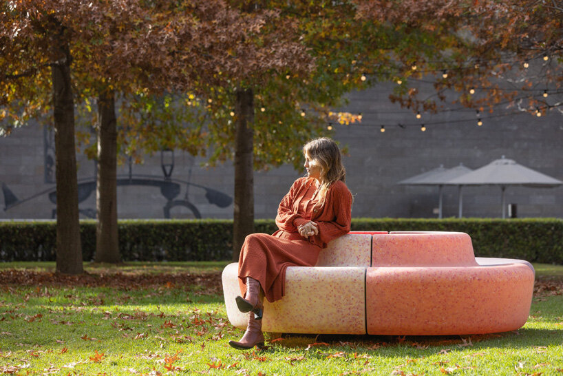 ENESS' solar-powered benches inspired by vintage flower graphics oscillate in melbourne 