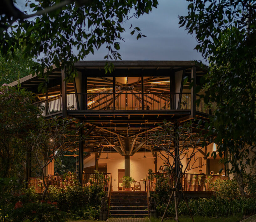 stilt studios embeds nature-infused treehouse restaurant within bali's lush setting