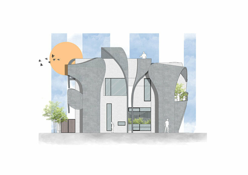 concrete ribbon wraps around studio ardete’s residence in india