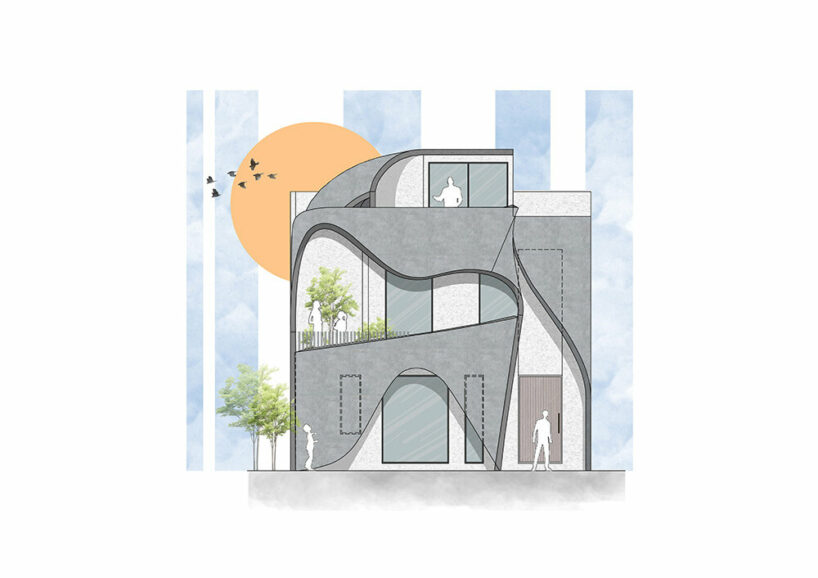 concrete ribbon wraps around studio ardete’s residence in india