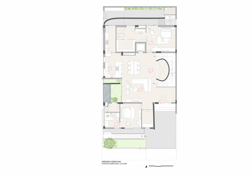 concrete ribbon wraps around studio ardete’s residence in india