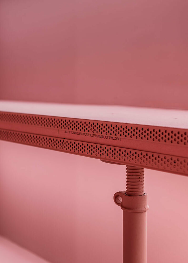 vibrant shades of pink clad paris texas showroom by studioboom in milan