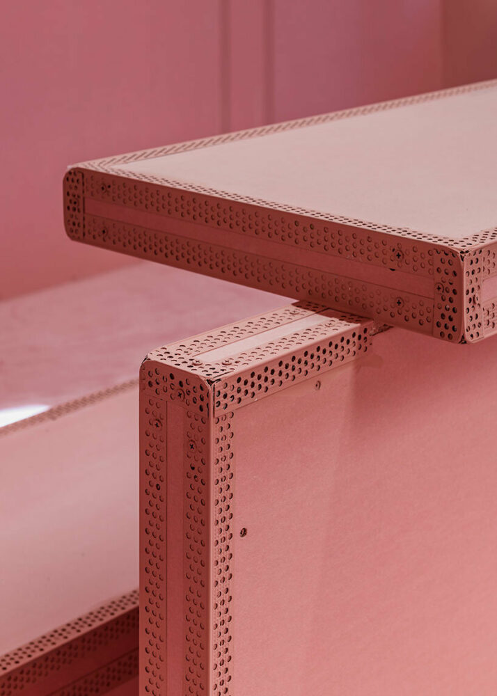 vibrant shades of pink clad paris texas showroom by studioboom in milan