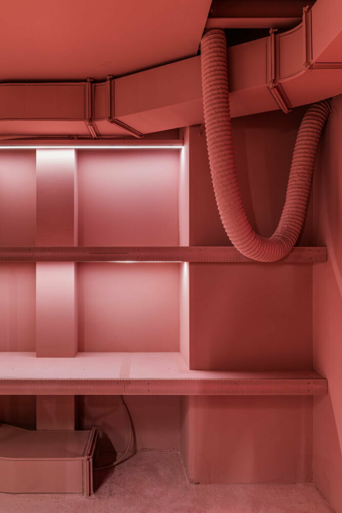 vibrant shades of pink clad paris texas showroom by studioboom in milan