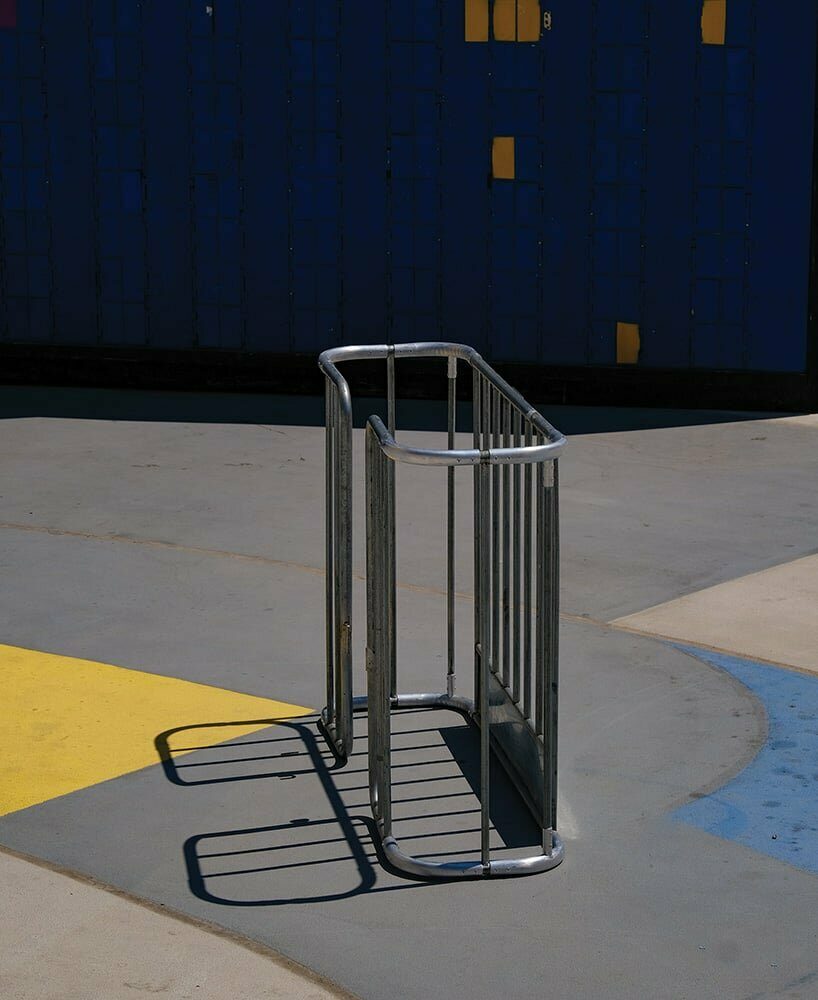 the objects evolve into street furniture employing bent aluminum tubes, rivets, and ready-made components