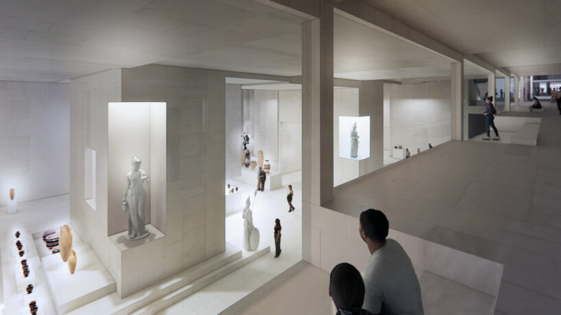 the new underground extension maintains the same atmosphere as the upper historical galleries