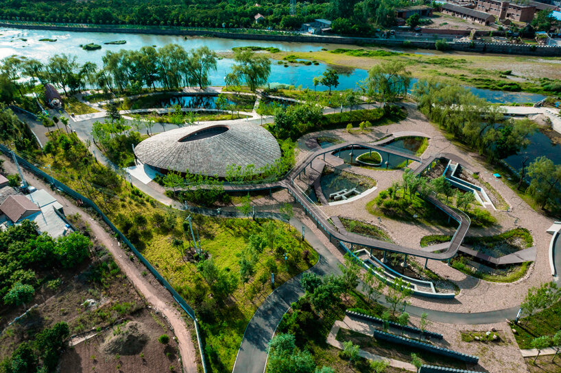 oval shape of the building