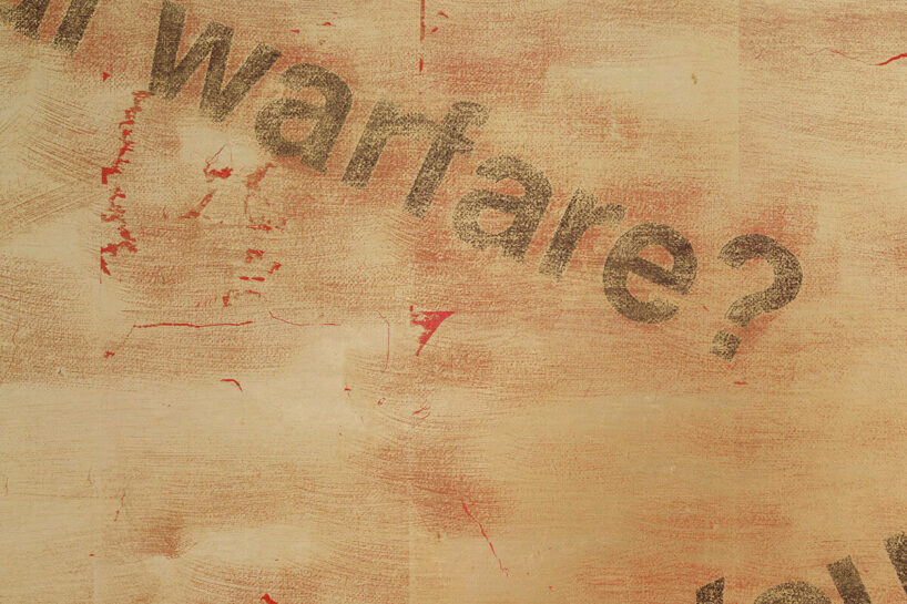 Compellence (Detail), 2023, Red gold leaf and oil on linen, 203.2 x 157.5 x 3.8 cm / 80 x 62 x 1 1/2 in