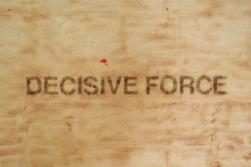 Compellence (Detail), 2023, Red gold leaf and oil on linen, 203.2 x 157.5 x 3.8 cm / 80 x 62 x 1 1/2 in